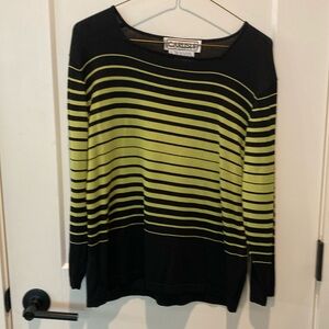 Carlisle Ladies Stripped Sweater. Lime Green/Black. Size XL. NWOT